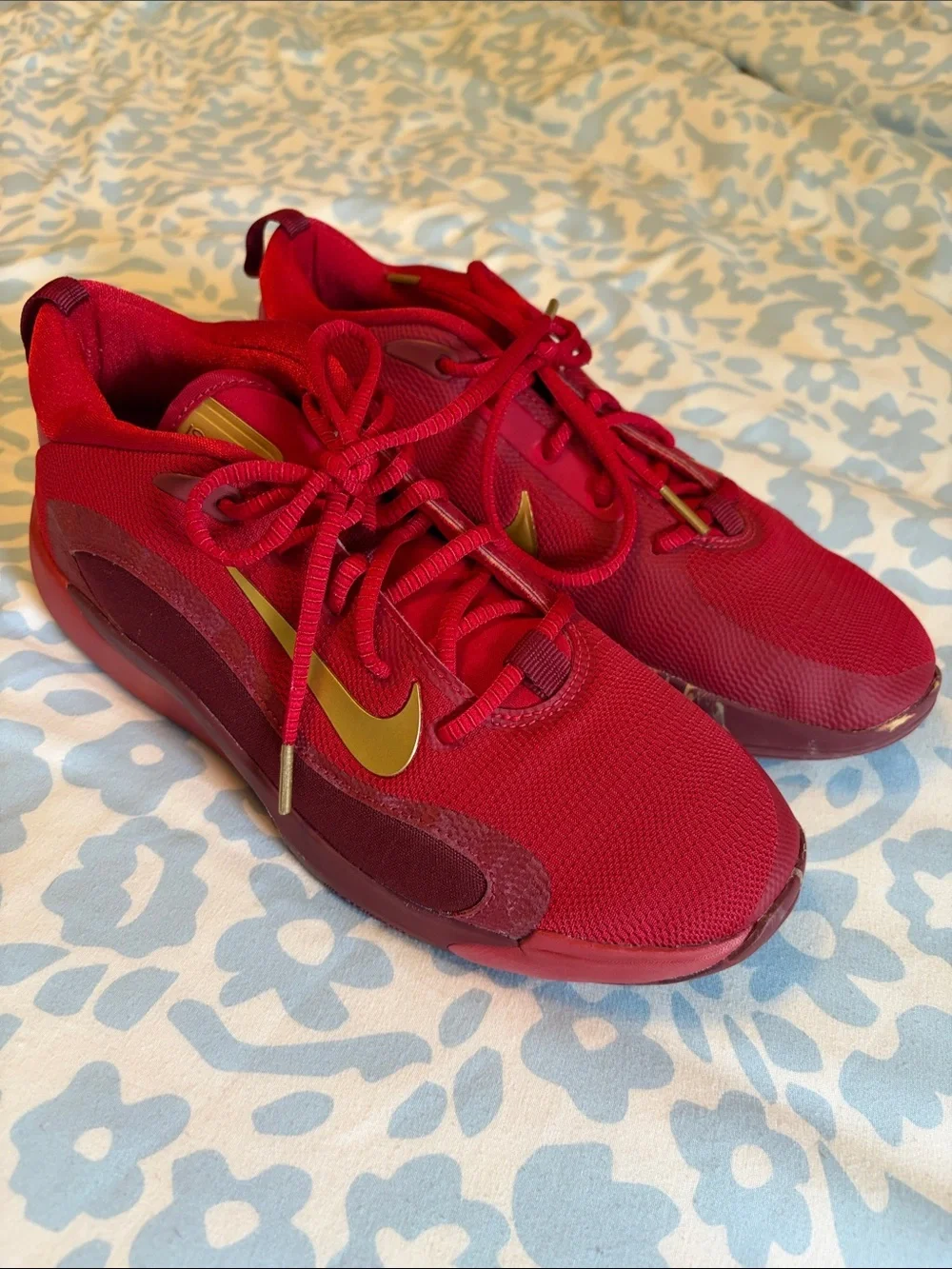 NWOT Nike Isofly Kids Red Sneakers with Gold Swoosh